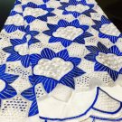 African Lace Fabric/Swiss Lace Fabric/Blue White African Lace fabric/5 yards