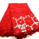 African fabric lace/Swiss guipure lace fabric/red guipur Lace fabric/5 yards
