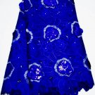 African Fabric Swiss Voile Lace Blue Big African Lace with sequences & stones