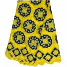 African Lace Fabric/Swiss Voile Lace/Yellow Blue African Lace fabric/Big Lace 5y