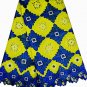 African Lace Fabric/Swiss Voile Lace/blue yellow African Lace Fabric/ 5 yards