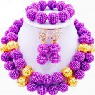 African wedding Jewelry set/African bead jewelry set/lilac gold jewelry set