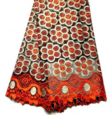 African Lace Fabric/Orange Tulle French Lace Fabric/African fabric/5yards