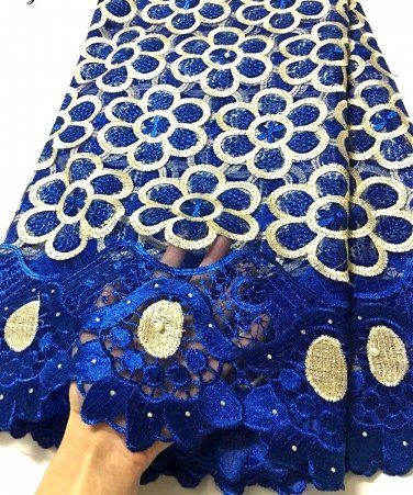 African lace fabric/Swiss Lace fabric/Blue French Tulle Lace fabric/5 yards
