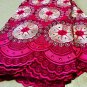 African Fabric Swiss Voile Lace Fushia Pink Gold African Lace Fabric 5 yrds