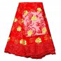 African fabric lace/Swiss Lace/Tulle Lace Fabric/Red Gold Swiss Lace/yard