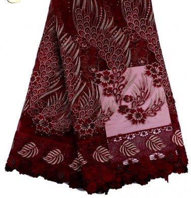 african lace fabric/Tulle Lace fabric/Wine Red Swiss Lace fabric/5yards