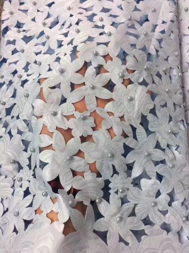 African Lace Fabric/guipure lace fabric/Big Swiss Lace fabric with beads/5yards