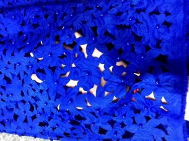 African Lace Fabric/guipure lace fabric/Blue Swiss Lace fabric with beads/5yards