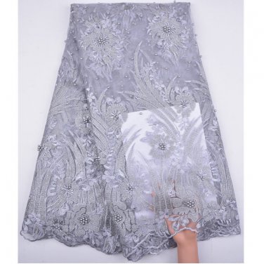 African Lace Fabric/ Swiss Lace Fabric/ Beaded Tulle Lace Fabric with stone /5yd
