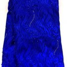 African Lace Fabric/ Blue Swiss Lace Fabric/ Beaded Tulle Lace Fabric with stone