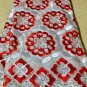 african fabric lace/Swiss voile Lace/Red white  Swiss Voile Lace/ 5 yards