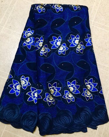 african lace fabric /  lace fabric / Blue Swiss Voile Lace Fabric / 5 yards