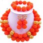 African Wedding Jewelry / orange beads jewelr set/Gold jewe