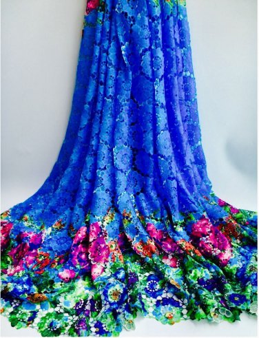 African Lace Fabric/ Guipure Lace Fabric / Blue African Lace fabric / 5 yards