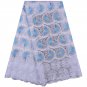 African lace fabric /Swiss Voile Lace fabric / White Blue Swiss Lace Fabric/5yds