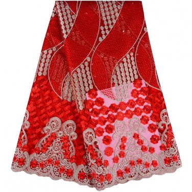 African lace fabric/Swiss Lace fabric/Red Tulle Lace fabric /5yards