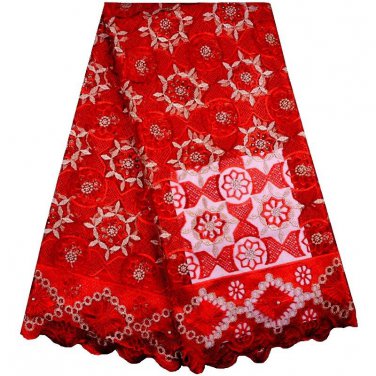 African lace Fabric / Swiss Lace Fabric / Red Tulle Lace Fabric / 5yards