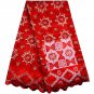 African lace Fabric / Swiss Lace Fabric / Red Tulle Lace Fabric / 5yards