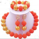 African Wedding Jewelry / orange beads jewelr set/
