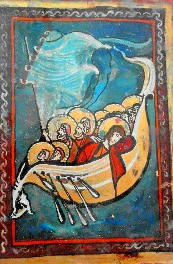 Old Handpainted Religious Folk Art Glass Icon miniature
