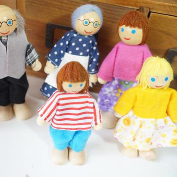 wooden doll family