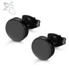 1 Pair Stainless Steel Ear Studs Earrings Black Plated Round 2 E4R