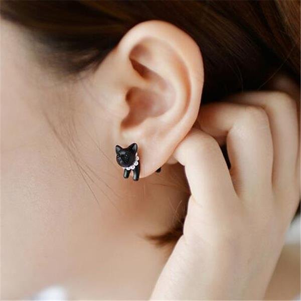 1 Piece Three Dimensional Animal Leopard Cat Pearl Stud Earr 2 E4R