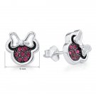 100 925 Sterling Silver Stud Earrings Red Cubic Zirconia Min 4 E4R