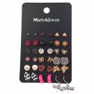 18 Pairs Ccard Vintage Silver Plated Stud Earring Set Crown 3 E4R