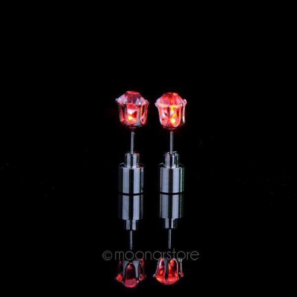1pair Charm Led Earring Light Up Crown Glowing Crystal Stain 2 E4R