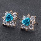 1pair Lot Fashion Silver Crystal Flower Stud Earrings Brinco 2 E4R