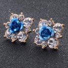 1pair Lot Fashion Silver Crystal Flower Stud Earrings Brinco E4R