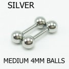 2 Pieces Fashion Men Stud Earrings Stainless Steel Barbell E 2 E4R