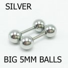 2 Pieces Fashion Men Stud Earrings Stainless Steel Barbell E E4R