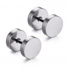 316l Stainless Steel Earrings Double Sided Round Bolt Stud E 3 E4R