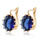 4 Colors Steampunk Gold Color Blue Crystal Flower Stud 3 E4R