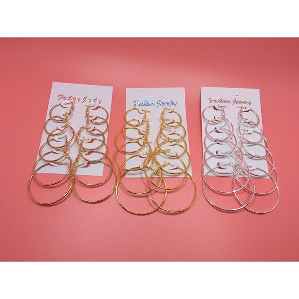 6 Pair Set Vintage Gold Silver Color Big Circle Earrings For E4R