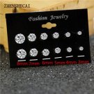 6 Pairs Pack Brincos Mixed Stud Earrings For Women Crystal E E4R