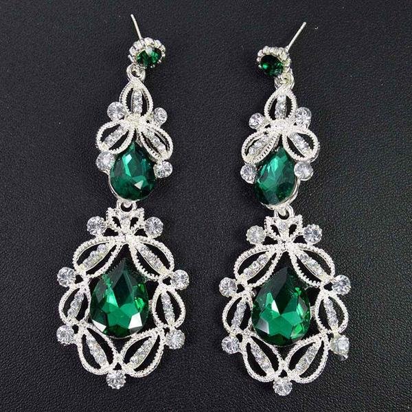 8 Colors Long Crystal Drop Earrings For Women Vintage Earrin E4R