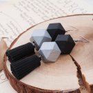 8seasons Fashion Women Earrings Silver Gray Black Square Woo E4R