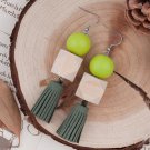 8seasons New Woman Fashion Drop Earrings Square Round Wood B 2 E4R