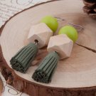 8seasons New Woman Fashion Drop Earrings Square Round Wood B E4R