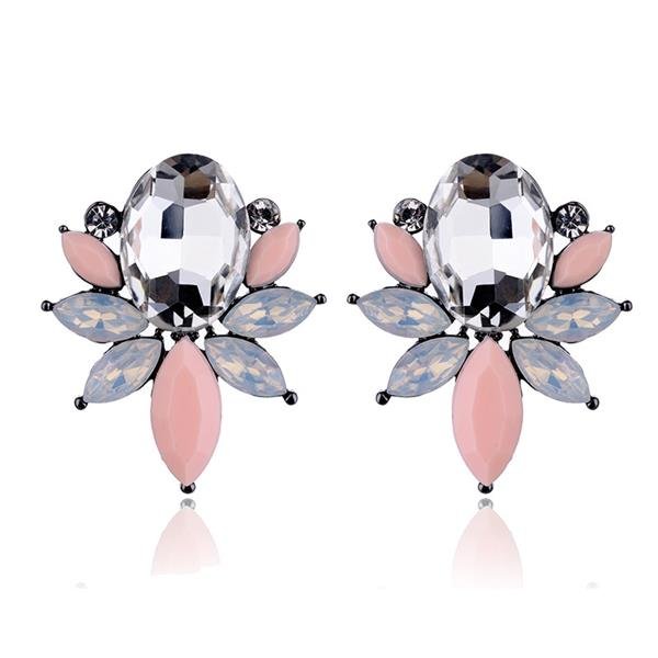 9 Colors New Crystal Opal Stone Stud Earrings Golden Fish De 2 E4R