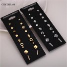 9 Pair Fashion Punk Accessories Rhodium Crystal Stud Earring 2 E4R