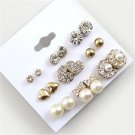 9 Pairs Set Earring Fashion Elegant Shining Gold Color Heart 2 E4R