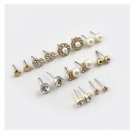9 Pairs Set Earrings Fashion Elegant Shiny Gold Color Heart 2 E4R