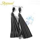 Ajojewel Trendy Vintage Black Glass Crystal Long Tassel Desi 3 E4R