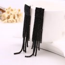 Black Full Rhinestone Vintage Tassel Earrings Drop Earring Q E4R