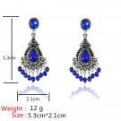 Blue Silver Color Chandelier Crystal Long Earrings For Women 2 E4R
